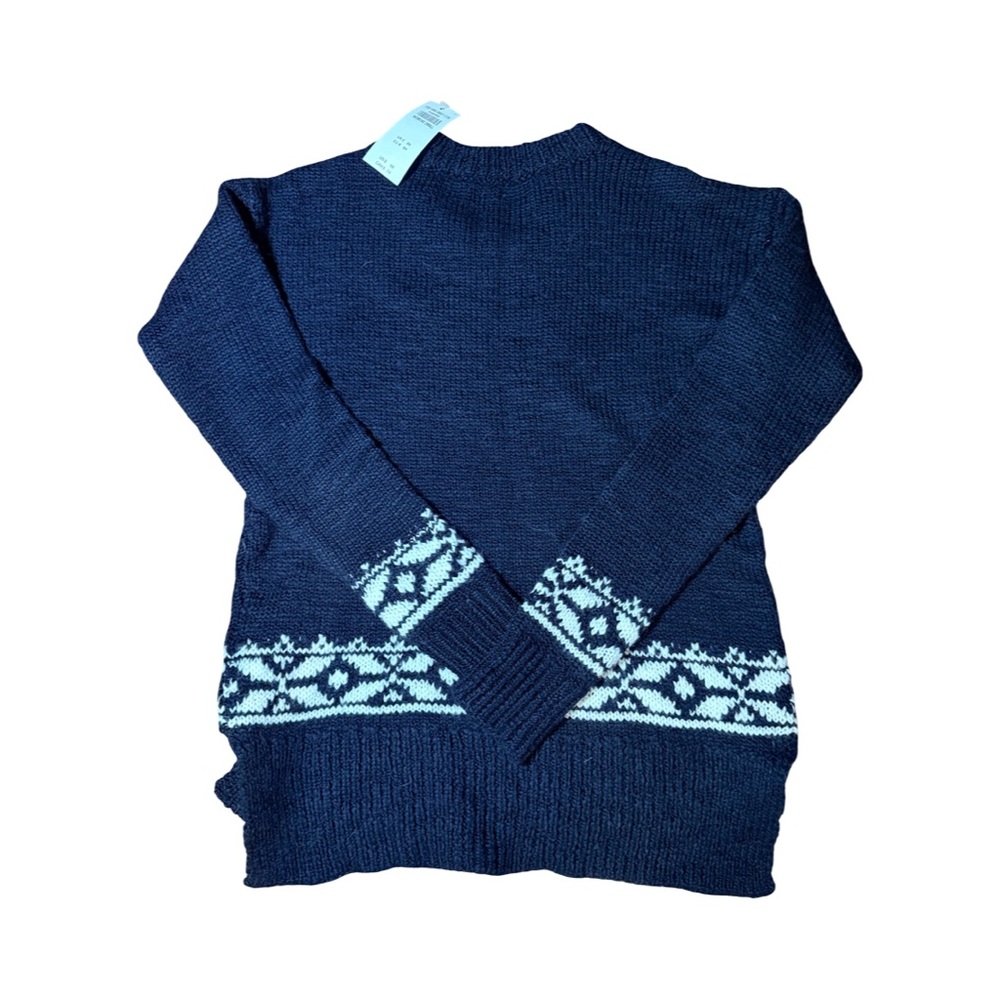 Abercrombie Fitch Womens Snowflake Fair Isle Sweater Navy White-NWT-Size S - Picture 4 of 5